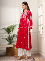 Aardhya Rayon Chikankari A-Line Kurti Short Kurti