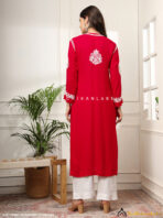 Aardhya Rayon Chikankari A-Line Kurti Short Kurti - Image 5