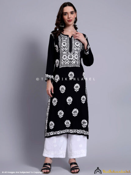 Aardhya Rayon Chikankari A-Line Kurti